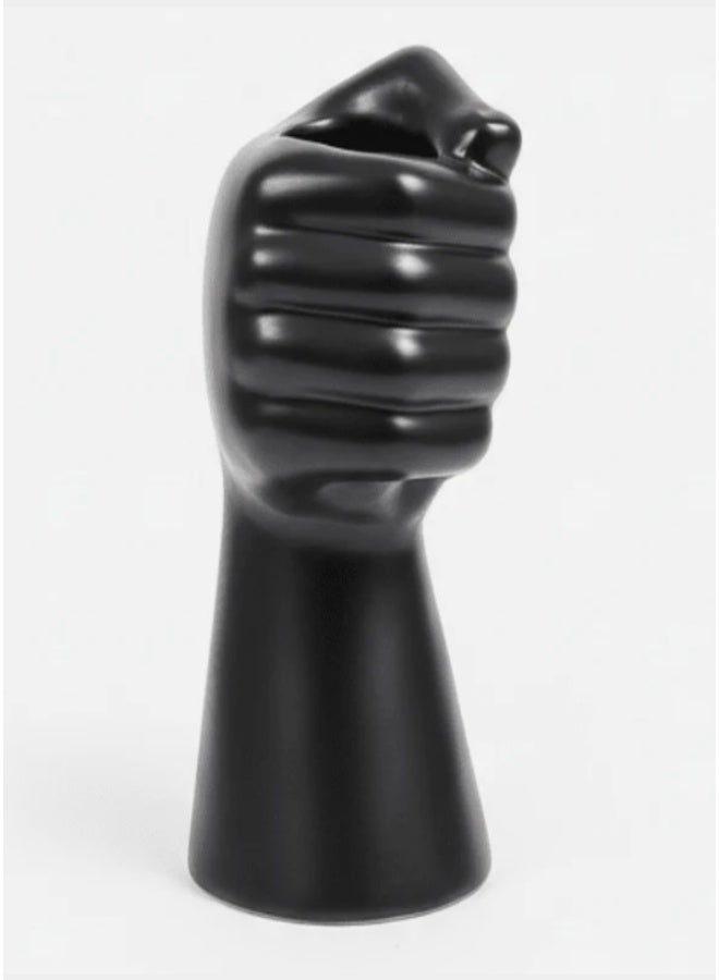 AKDC Creative Hand-Shaped Ceramic Decorative Flower Vase – Bold Black Artistic Design, 20 × 10 cm - Image 1